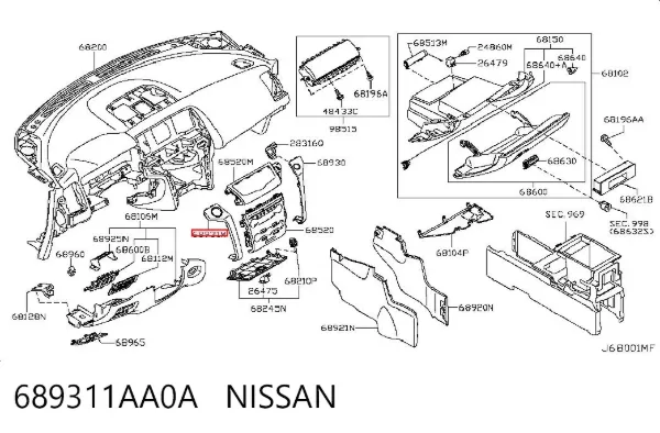  689311AA0A Nissan/Infiniti