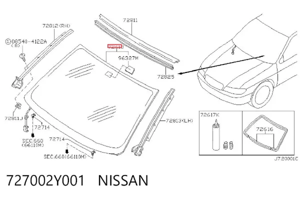 Лобове скло 727002Y001 Nissan/Infiniti