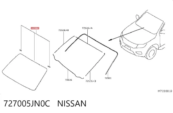Лобове скло 727005JN0C Nissan/Infiniti