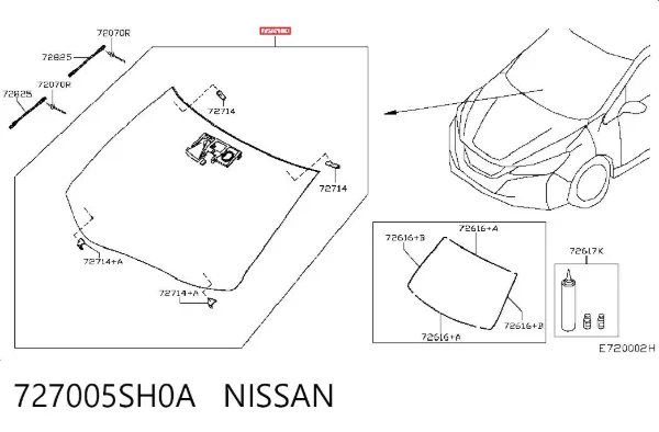 Лобове скло 727005SH0A Nissan/Infiniti