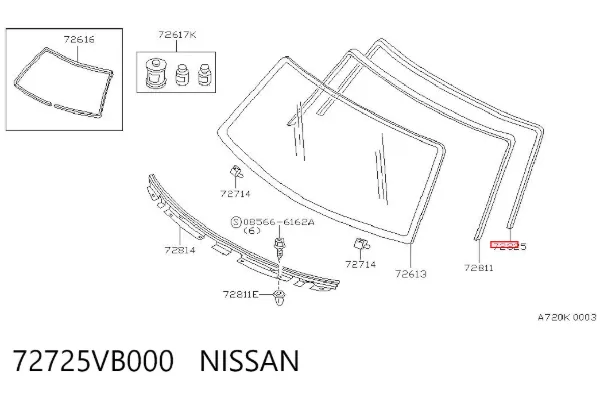 Лобове скло 72725VB000 Nissan/Infiniti