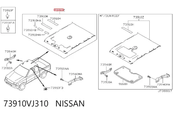 Оббивка даху (стеля) 73910VJ310 Nissan/Infiniti