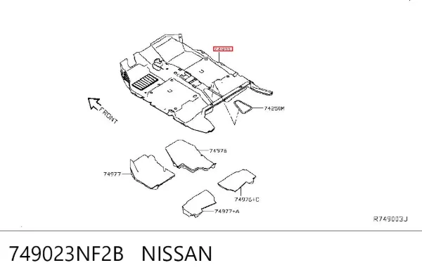 Покриття підлогове салону, переднє 749023NF2B Nissan/Infiniti