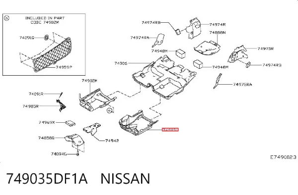 Покриття підлогове салону, переднє 749035DF1A Nissan/Infiniti