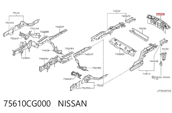 Панель задня, багажного відсіку 75610CG000 Nissan/Infiniti