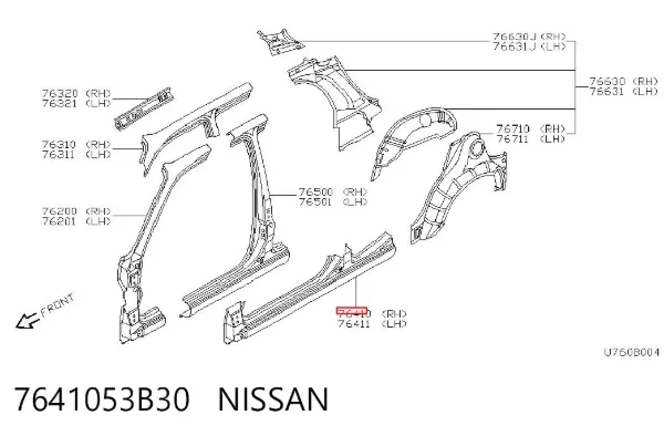 Поріг зовнішній правий 7641053B30 Nissan/Infiniti