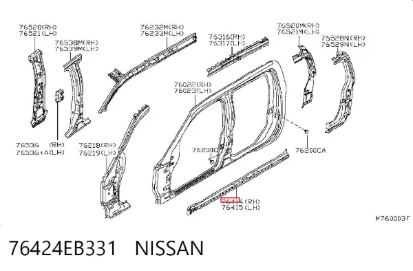 Поріг зовнішній правий 76424EB331 Nissan/Infiniti