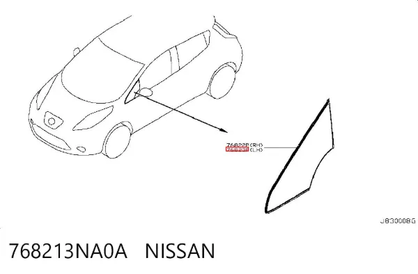 Скло-кватирка двері, передній, лівій 768213NA0A Nissan/Infiniti