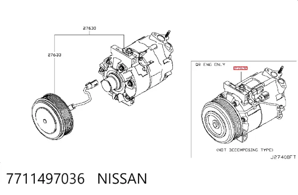 Компресор кондиціонера 7711497036 Nissan/Infiniti