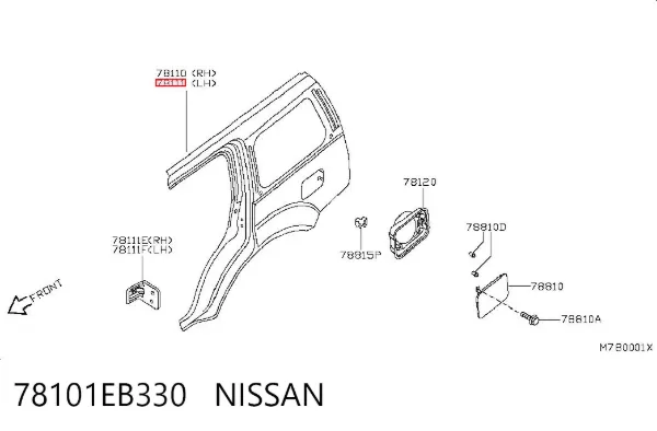Крило заднє ліве 78101EB330 Nissan/Infiniti