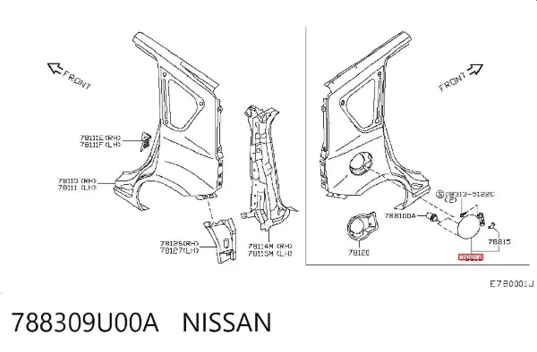 Лючок бензобака Nissan Note E11