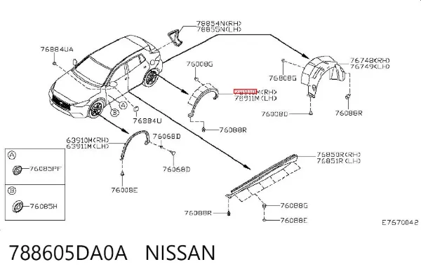 Розширювач заднього крила, правий 788605DA0A Nissan/Infiniti