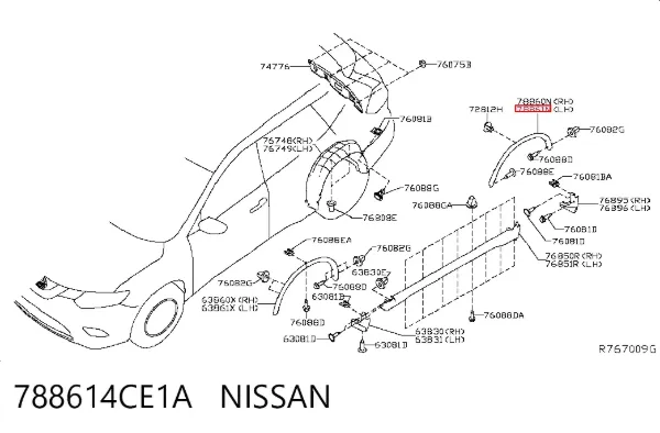 Розширювач заднього крила, лівий 788614CE1A Nissan/Infiniti