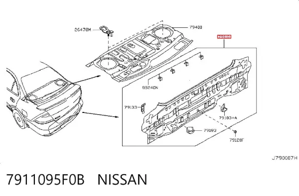 Панель задня, багажного відсіку 7911095F0B Nissan/Infiniti