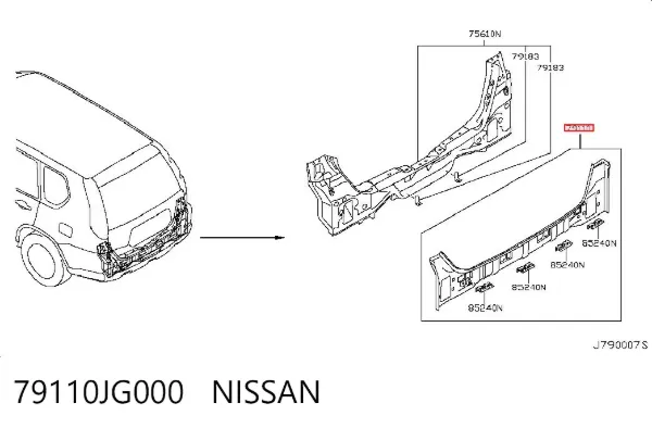 Панель задня, багажного відсіку 79110JG000 Nissan/Infiniti