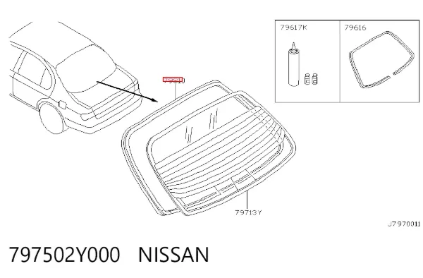 Молдинг заднього скла 797502Y000 Nissan/Infiniti
