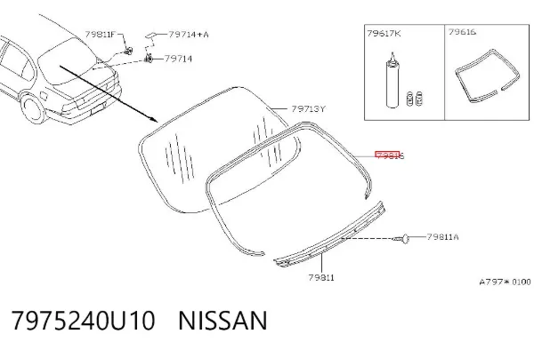 Молдинг заднього скла 7975240U10 Nissan/Infiniti