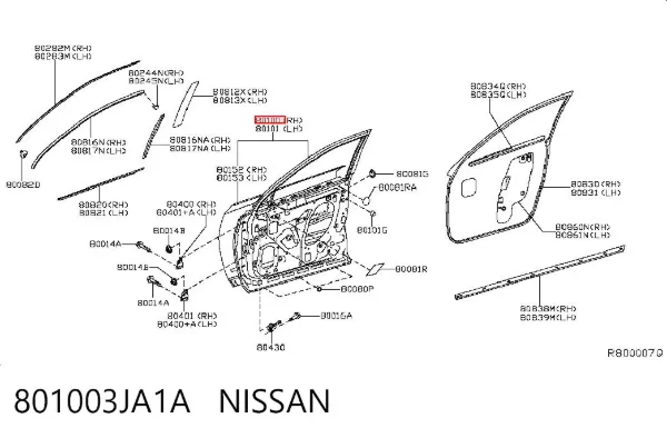 Двері праві передні 801003JA1A Nissan/Infiniti