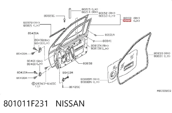 Двері передні ліві 801011F231 Nissan/Infiniti