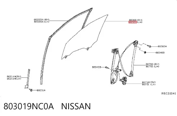 Скло передніх дверей, лівою 803019NC0A Nissan/Infiniti
