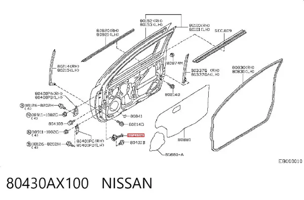 Обмежувач відкриття дверей, передній 80430AX100 Nissan/Infiniti