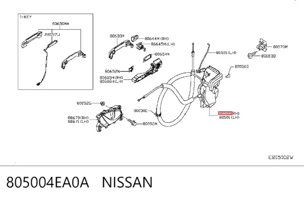 Замок дверки правої передньої 805004EA0A Renault (RVI)