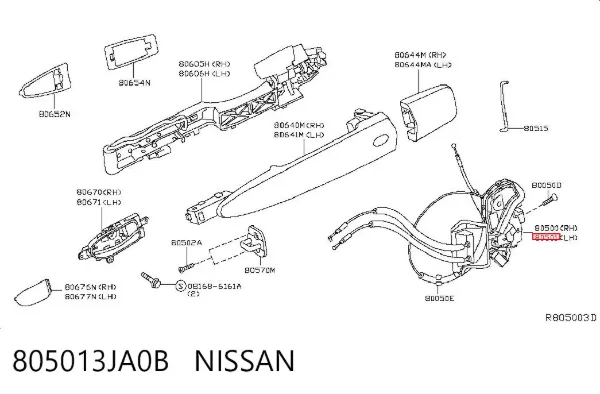 Замок передньої лівої двері 805013JA0B Nissan/Infiniti