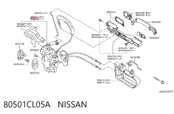Замок передньої лівої двері 80501CL05A Nissan/Infiniti