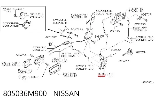 Замок передньої лівої двері 805036M900 Nissan/Infiniti