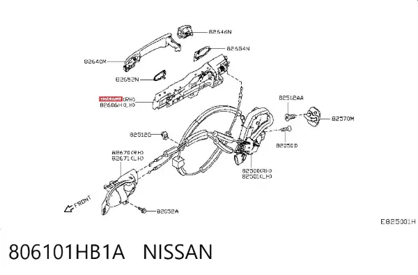 Тримач зовнішньої ручки дверей, передньої правої 806101HB1A Nissan/Infiniti