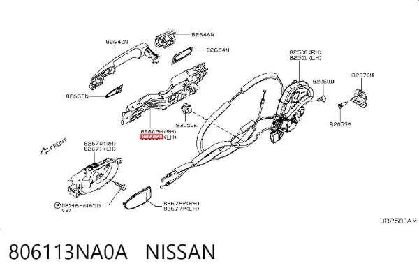 Тримач зовнішньої ручки дверей, задніх лівих 806113NA0A Nissan/Infiniti