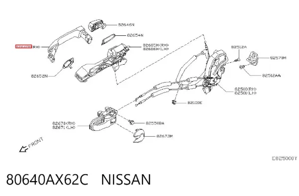 Ручка передньої двері зовнішня 80640AX62C Nissan/Infiniti