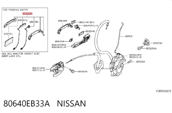 Ручка передньої двері зовнішня 80640EB33A Nissan/Infiniti