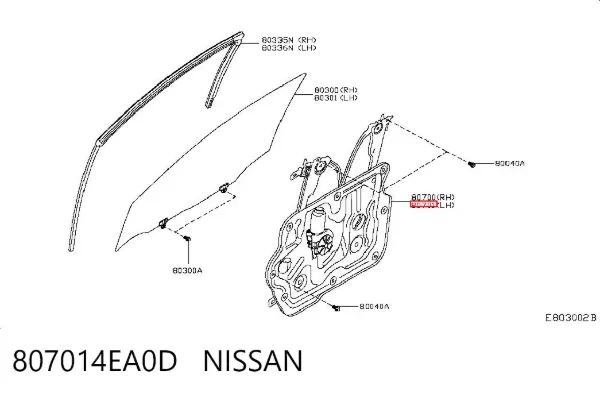 Склопідйомник передньої лівої двері 807014EA0D Nissan/Infiniti