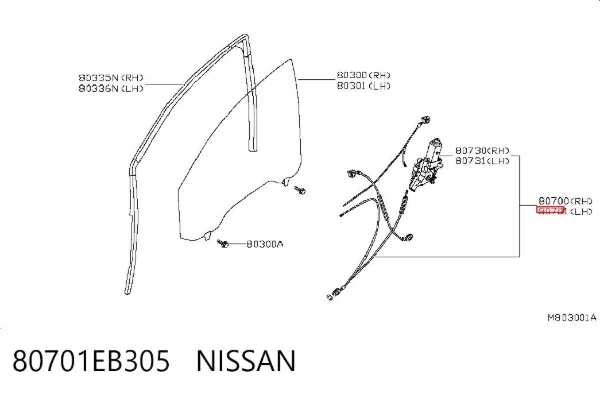 Склопідйомник передньої лівої двері Nissan Navara NP300 III