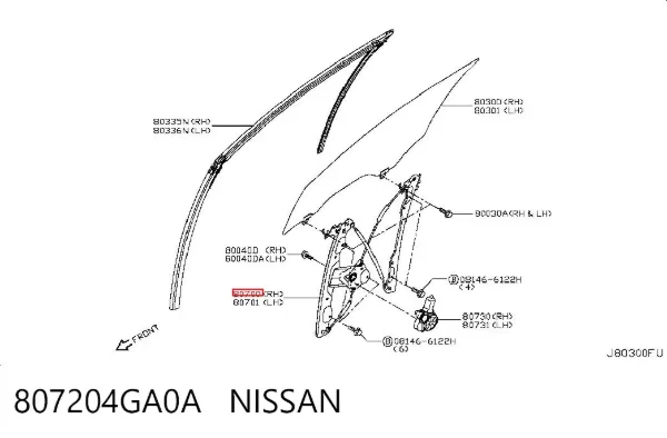 Механізм склопідіймача двері передньої, правої 807204GA0A Nissan/Infiniti