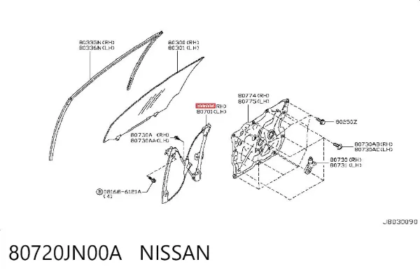 Механізм склопідіймача двері передньої, правої Nissan Teana J32
