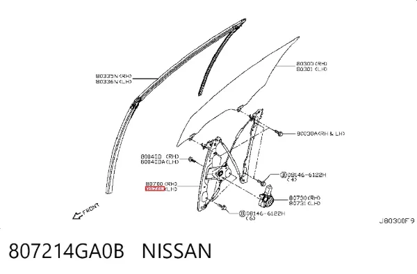 Склопідйомник передньої лівої двері 807214GA0B Nissan/Infiniti