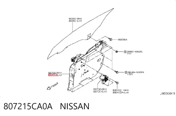 Склопідйомник передньої лівої двері 807215CA0A Nissan/Infiniti