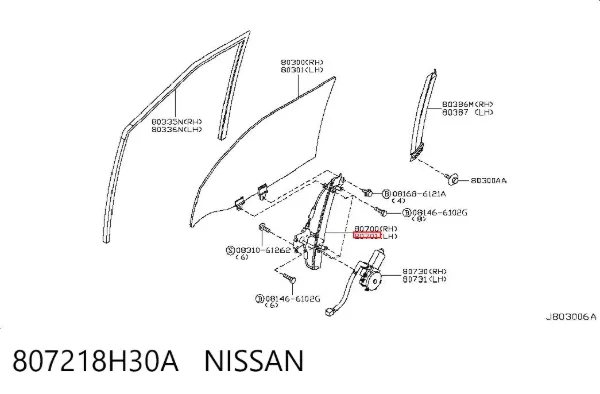 Склопідйомник передньої лівої двері 807218H30A Nissan/Infiniti
