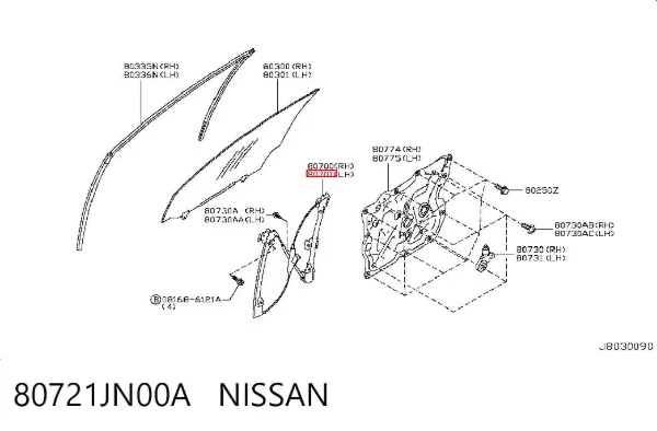 Склопідйомник передньої лівої двері Nissan Teana J32