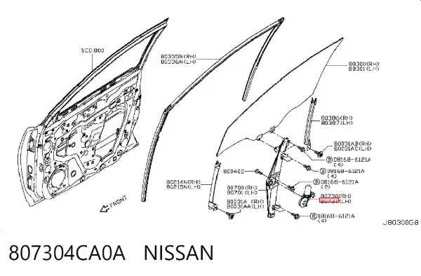 Двигун склопідіймача двері передньої, лівої 807304CA0A Nissan/Infiniti