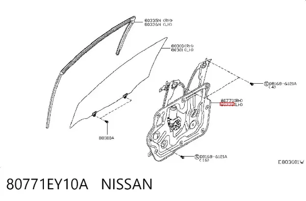 Склопідйомник передньої лівої двері 80771EY10A Nissan/Infiniti