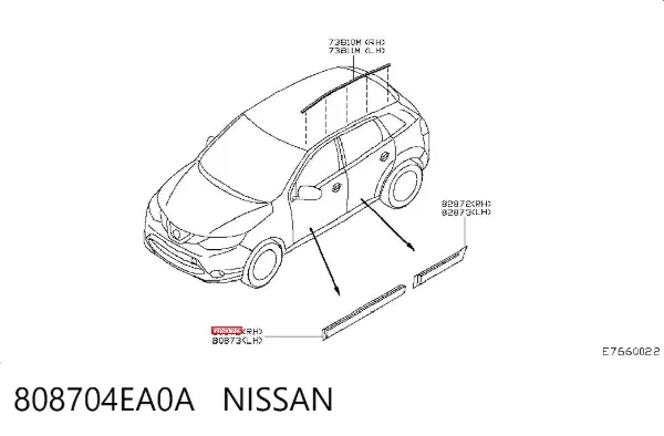 Молдинг передньої правої двері 808704EA0A Nissan/Infiniti