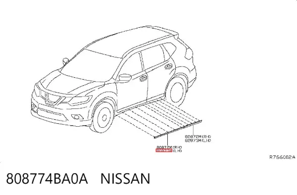 Молдинг передньої лівої двері, нижній 808774BA0A Nissan/Infiniti