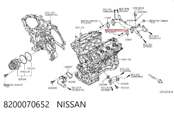 Болт (шпилька) випускного колектора 8200070652 Nissan/Infiniti