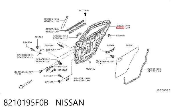 Двері задні, ліві 8210195F0B Nissan/Infiniti
