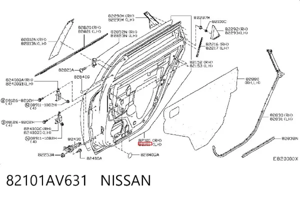 Двері задні, ліві 82101AV631 Nissan/Infiniti