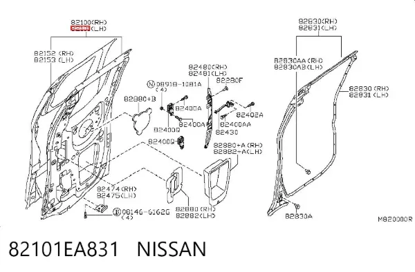 Двері задні, ліві 82101EA831 Nissan/Infiniti