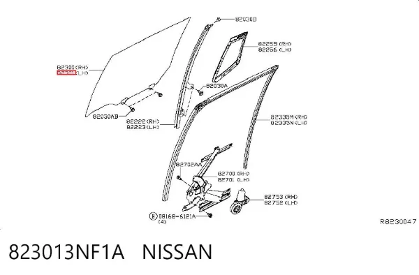 Скло задньої двері лівої 823013NF1A Nissan/Infiniti